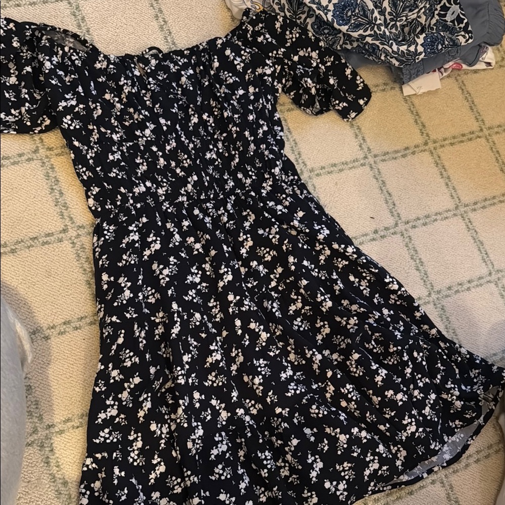 Floral Kids Dress - Black and White